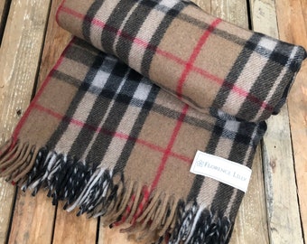Thomson Camel Tartan Recycled Wool Blanket/Throw by Florence Lilly