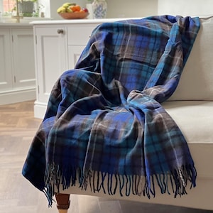 Buchananblauwe deken/deken van gerecyclede wol van Florence Lilly