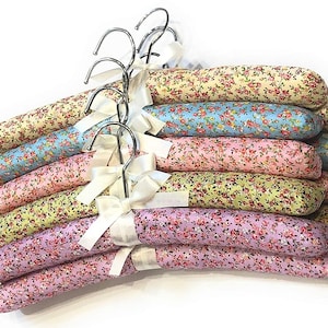 Floral Padded Clothes Hangers with Bow: Set of 5 or 10