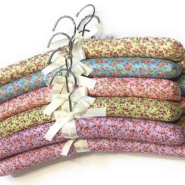 Florence Padded Clothes Hangers in Sets of 5 or 10 with the Bow Ribbon Detail, and a Swivel Hook by Florence Lilly