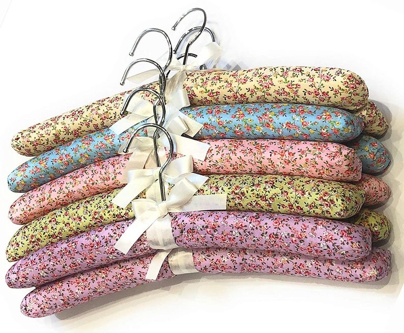 Florence Padded Clothes Hangers in Sets of 5 or 10 with the Bow Ribbon Detail, and a Swivel Hook by Florence Lilly FLORENCE MIX