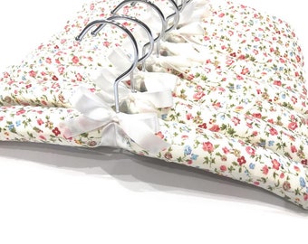 Floral Padded Clothes Hangers with Bow: Set of 5 or 10