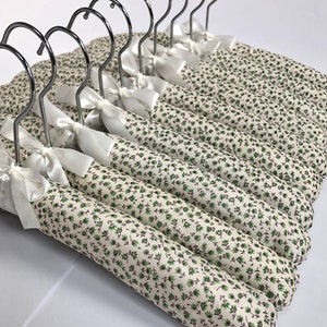 Florence Lilly Beautiful Green/Grey Floral Padded Hangers (Sets of 5 or 10 pieces)