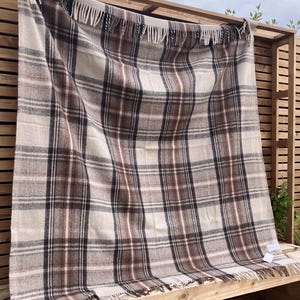 Stewart Natural Dress Tartan Recycled Wool Blanket/Throw by Florence Lilly