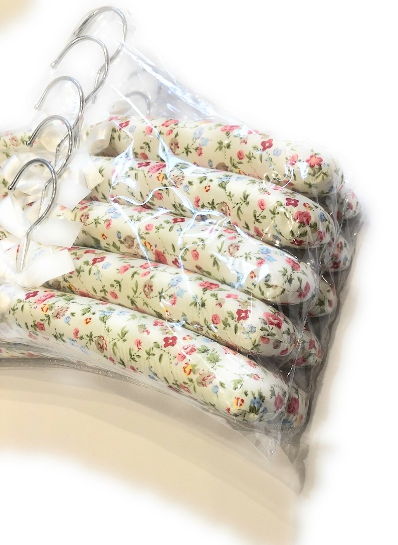 Beatrice Padded Clothes Hangers in Sets of 5 or 10 with the Bow Ribbon Detail, and a Swivel Hook by Florence Lilly image 3