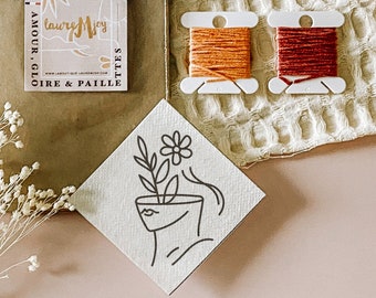 Recharge broderie, FLEURS, fils broderie, Kit de broderie, broderie moderne, broderie facile, broderie, kit créatif, DIY, Do It Yourself