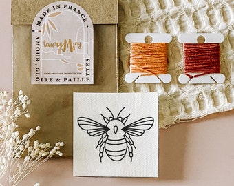 Recharge Broderie BEE, broderie abeille, insecte, bee, Kit broderie, broderie moderne, broderie facile, broderie, créatif, Do It Yourself