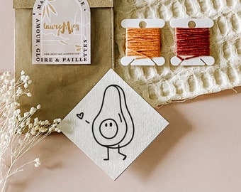 Recharge broderie, AVOCAT, fils broderie, Kit de broderie, broderie moderne, broderie facile, broderie, kit créatif, DIY, Do It Yourself