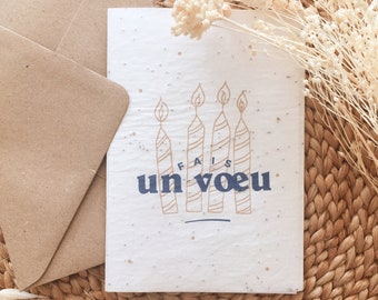 Tarjeta para plantar, Pide un deseo, pide un deseo, regalo de año nuevo, tarjeta de suerte, idea de regalo, amistad, amuleto de la suerte, Papel con semillas, flor