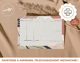 SEMAINIER, Alba, Agenda, idée cadeau, organisation, home office, weekly planner, calendrier, agenda de bureau, to-do-list, à imprimer, PDF