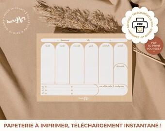 SEMAINIER, QUEEN, Agenda, idée cadeau, organisation, home office, weekly planner, calendrier, agenda de bureau, to-do-list, à imprimer, PDF