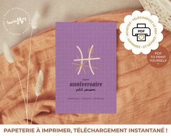 Carte JOYEUX ANNIVERSAIRE, POISSON, Astro, idée cadeau, idée cadeau anniversaire, carte astro, carte signe zodiaque, carte anniversaire