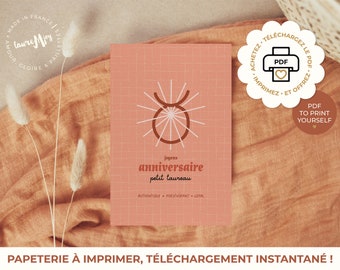 Carte JOYEUX ANNIVERSAIRE, TAUREAU, Astro, idée cadeau, idée cadeau anniversaire, carte astro, carte signe zodiaque, carte anniversaire