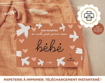 Carte à relier, BÉBÉ, carte annonce, annonce bébé, carte postale, carte postale grossesse, future maman, gender reveal, fille ou garçon