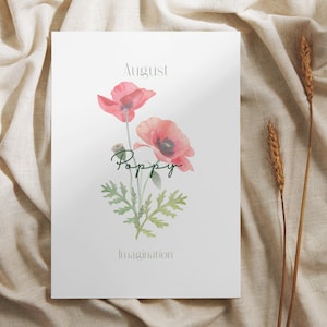August Poppy Birth Month Digital Printable