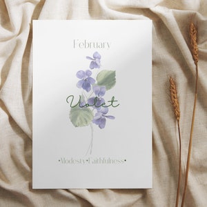 February Violet Birth Month Digital Printable