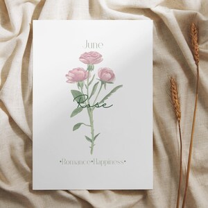 June Rose Birth Month Digital Printable