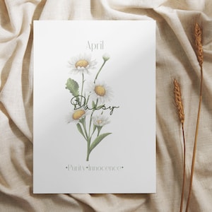 April Daisy Birth Month Digital Printable