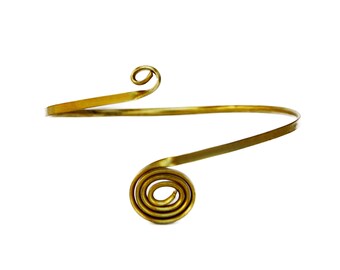 Gold Spiral Arm Band, Bohemian Gypsy Armlet, Upper Cuff for Belly Dancing