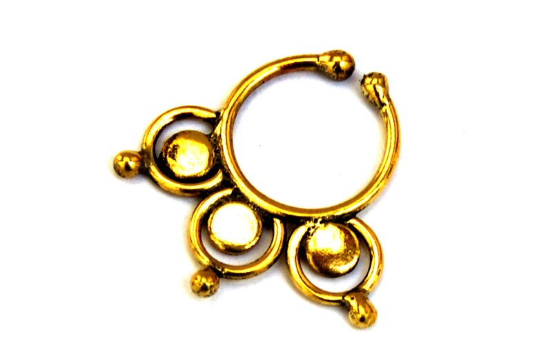 Ethnic Septum Ring Brass Nose Ring Nose Jewelry Faux Septum Ring Fake Septum Ring Tribal Septum Ring Septum Piercing Gold Septum