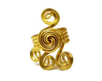 Gold Toe Ring, Brass Spiral Foot Ring, Hippie Jewelry, Summer Toe Rings
