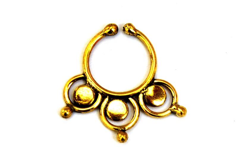 Ethnic Septum Ring Brass Nose Ring Nose Jewelry Faux Septum Ring Fake Septum Ring Tribal Septum Ring Septum Piercing Gold Septum