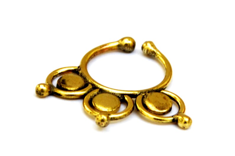 Ethnic Septum Ring Brass Nose Ring Nose Jewelry Faux Septum Ring Fake Septum Ring Tribal Septum Ring Septum Piercing Gold Septum