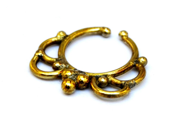 Tribal Septum Ring Fake Septum Piercing Gold Nose Ring Tribal Nose Ring Brass Septum Ring Indian Septum Ring Fake Septum Ring