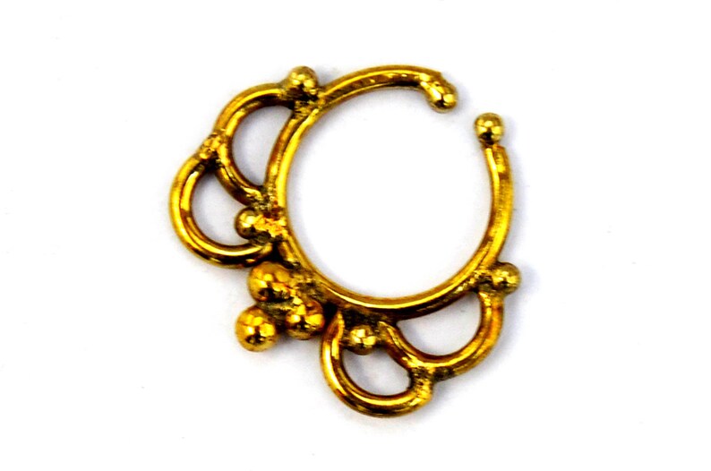 Tribal Septum Ring Fake Septum Piercing Gold Nose Ring Tribal Nose Ring Brass Septum Ring Indian Septum Ring Fake Septum Ring