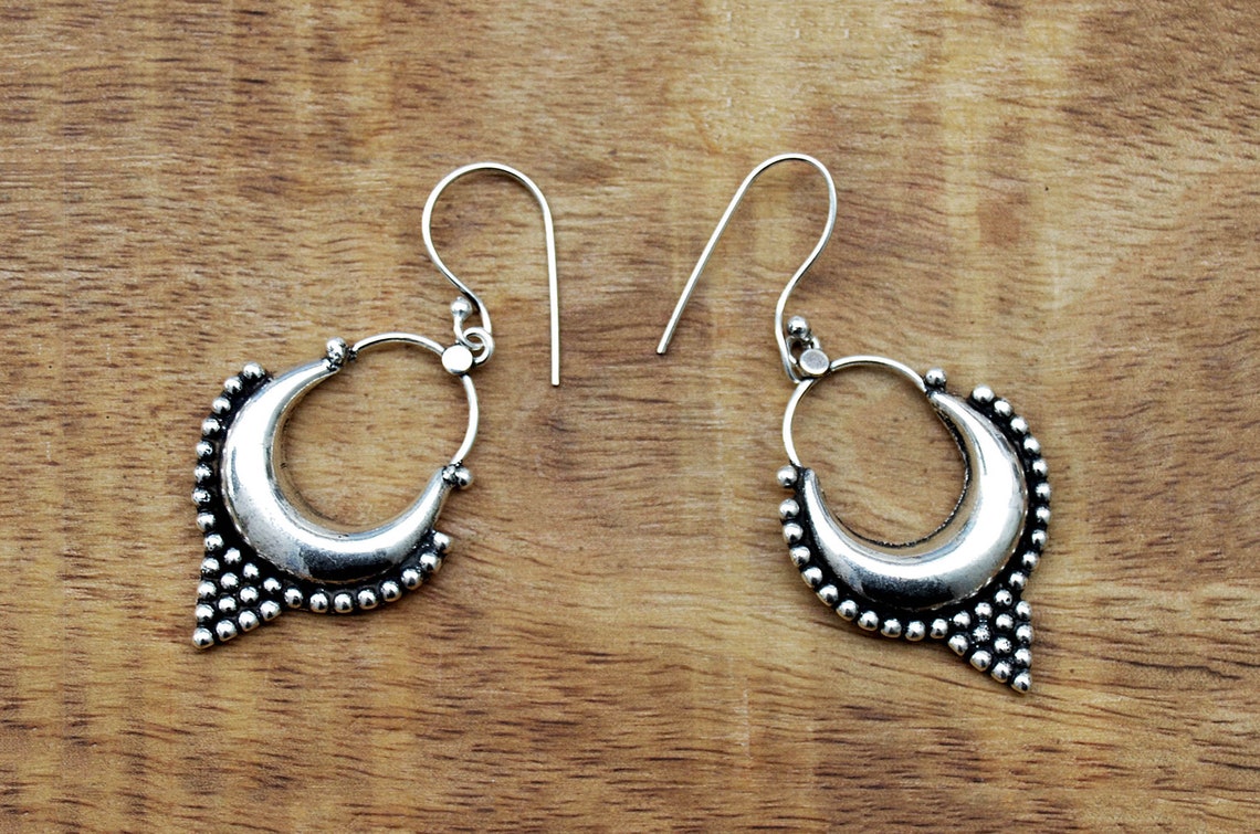 Joyería Niños Plata Pendientes De Aro Criollo De Plata Esterlina 925 - 13 Mm, Aros De Bambú Para Niños Pequeños Pendientes Aro Criollo Plata 925