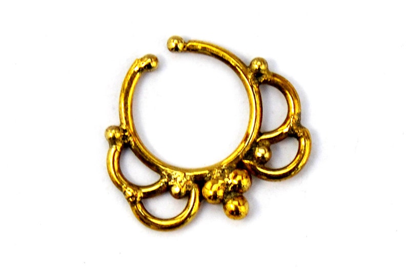 Tribal Septum Ring Fake Septum Piercing Gold Nose Ring Tribal Nose Ring Brass Septum Ring Indian Septum Ring Fake Septum Ring