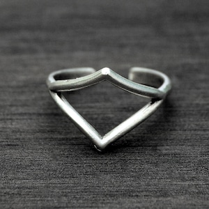Dainty Double V Chevron Ring, Minimalist, Simple, Open and Adjustable