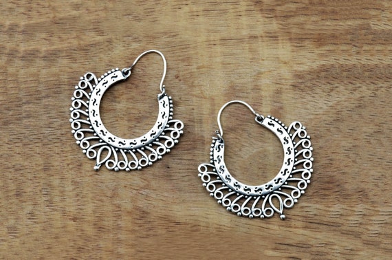 Aro Pendientes de Plata de Latón Tribal Gypsy Hippie Festival Boho Étnico India Bailarina