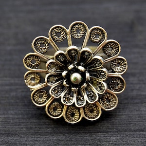 Mandala Flower Ring, Boho Silver Filigree Ring, Adjustable, Ottoman Style