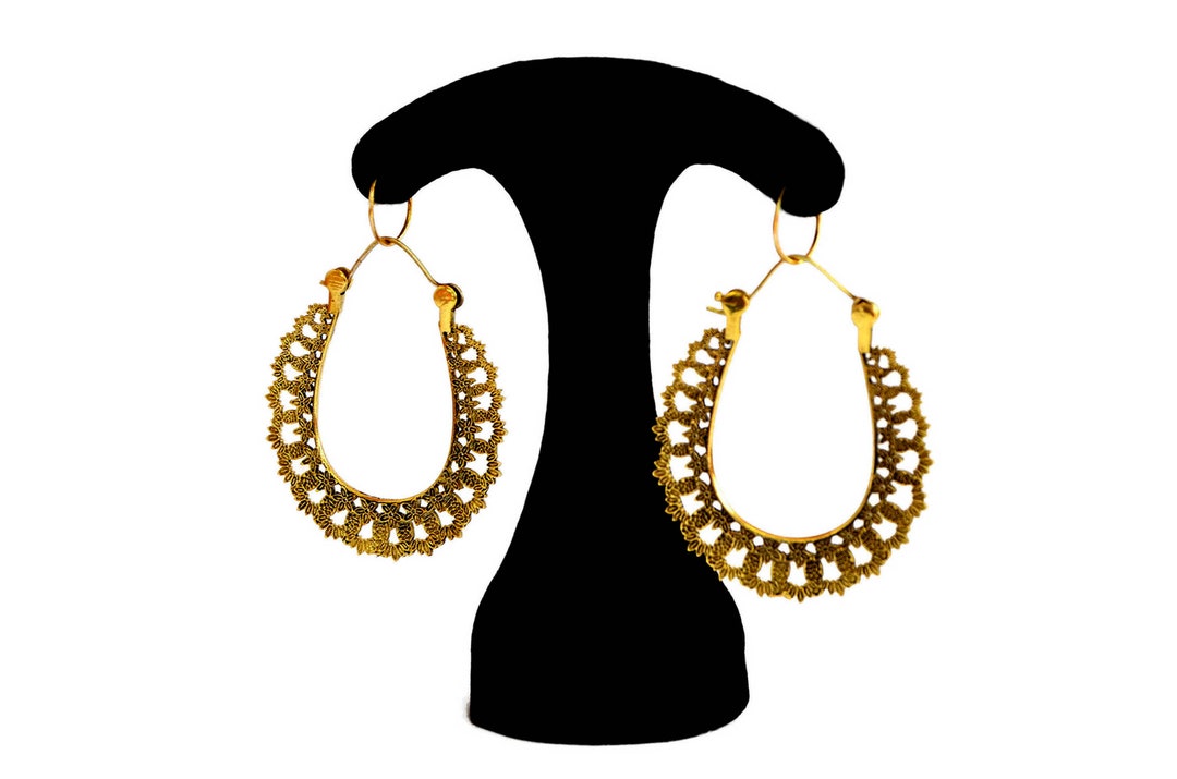 Gypsy Hoop Earrings Indian Vintage Earrings Brass Tribal Etsy UK