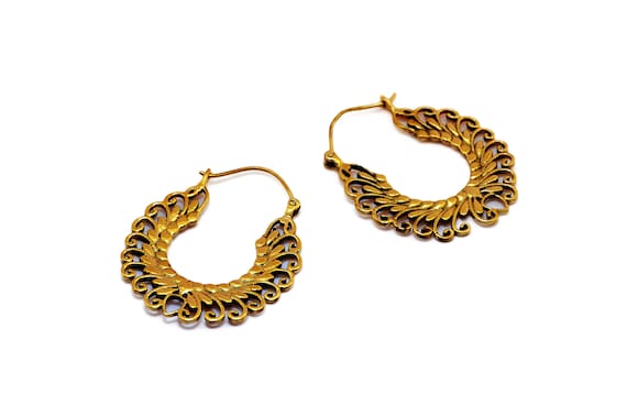 Gold tribal hoop earrings sale
