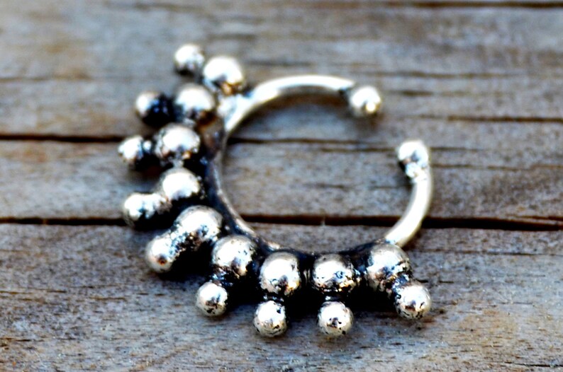 Faux Septum Ring Tribal Septum Ring Nose Piercing Silver Nose Ring Silver Septum Ring Septum Piercing Indian Septum Fake Septum Ring