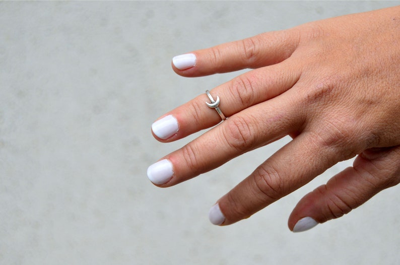 Dainty Crescent Moon Ring Bohemian Silver Midi Ring Cute Gift for Her