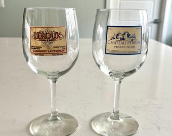 2 Vintage Wine glasses Chateau Perrin and Leroux from France