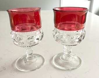 Vintage pair of mid-century goblets red/pinkish color