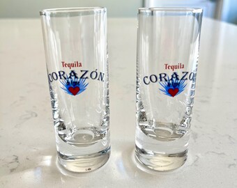 Vintage Set of 2 Corazon Tequila shot glasses Mexico