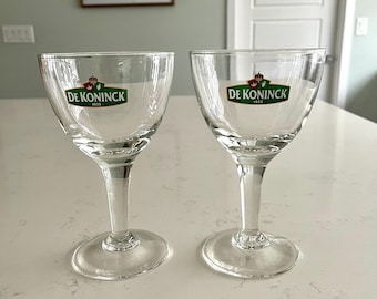 Pair  De Koninck Belgian 0.25 Liter Beer Glasses Chalice Goblet