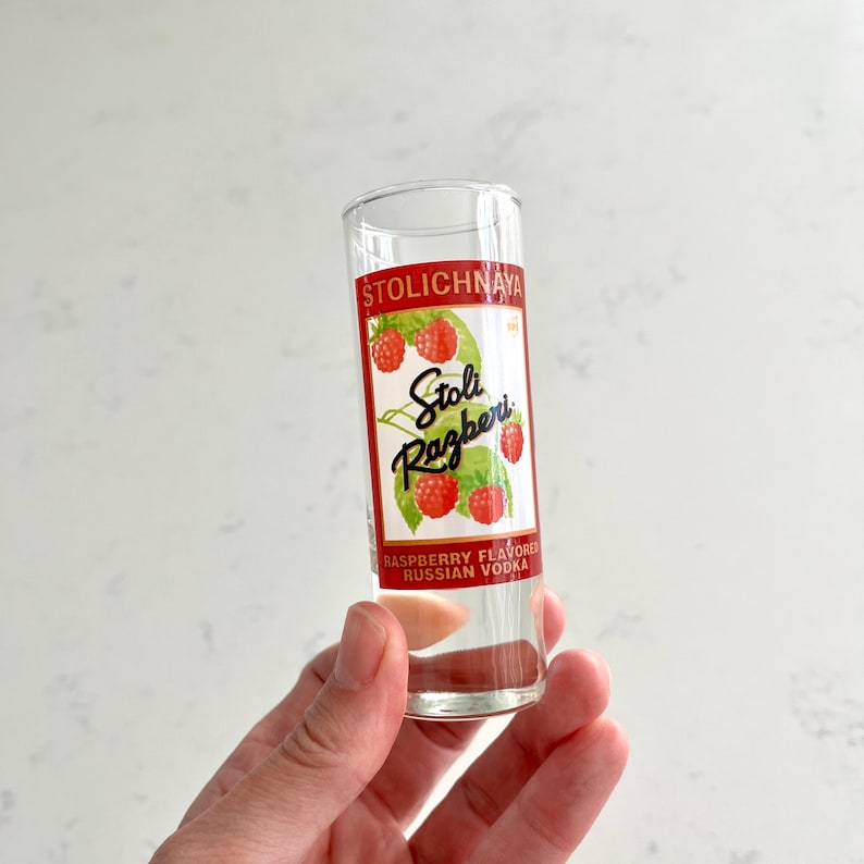 Stoli Razz Vintage Stolichnaya Razbery Raspberry Flavored Russian Vodka Shot Glass ...