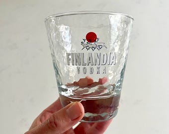 Vintage Finlandia Vodka Ice Textured Rock Glasses