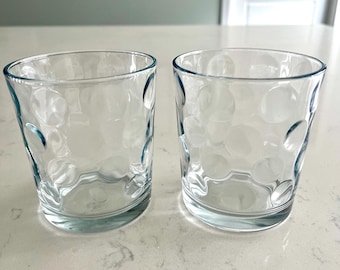 Pair Circleware Thumbprint Dots Dimple Whisky glass lowball 12oz