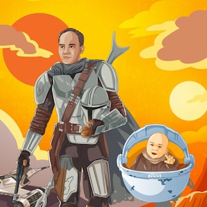 The Mandalorian Inspired Father and Child Portrait DIGITAL IMAGE by Euodos image 1