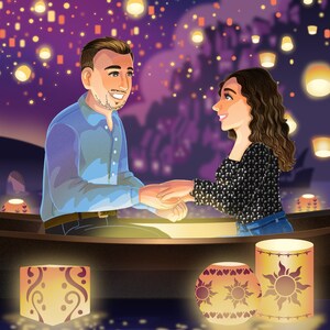 Tangled-Inspired Commissioned Couple Portrait Boat Scene Digital File Only with/without Animation by Euodos image 9