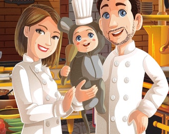 Disney Style Family, Romantic, Pet Portrait- DIGITAL IMAGE ONLY by Euodos