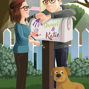 Couple Portrait with Mailbox, Romantic Gift Digital File Only by Euodos image 7