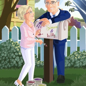 Couple Portrait with Mailbox, Romantic Gift Digital File Only by Euodos zdjęcie 5